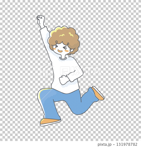 Illustration of a man jumping for joy [people only] 131978782