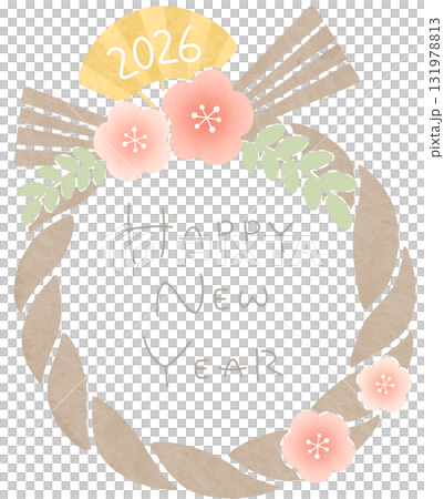 New Year's Shimenawa Plum Blossom Happy New Year 2026 Light Color 131978813