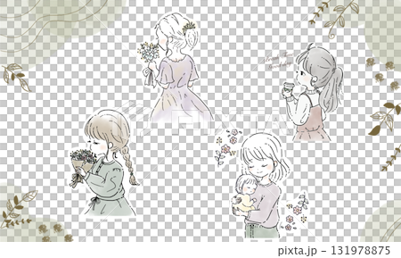 時尚女孩插圖集 131978875