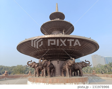 Noida , india- Elephant Statues fountain outdoor , A picture of Elephant Statues fountain outdoor in noida dec 21 2024 Noida , india- Elephant Statues fountain outdoor , A picture of Elephant Statues fountain outdoor in noida dec 21 2024 131978966