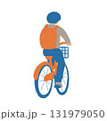 自転車に乗る男性の後ろ姿 131979050