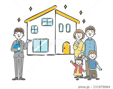 家を購入した家族 ベクター 家を購入した家族 ベクター 131979064