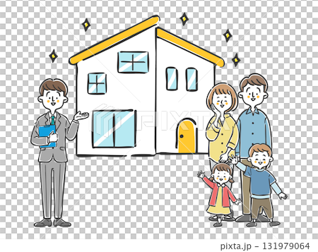 家を購入した家族 ベクター 家を購入した家族 ベクター 131979064