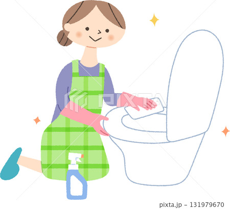 トイレを磨く女性 トイレを磨く女性 131979670