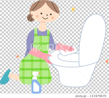トイレを磨く女性 トイレを磨く女性 131979670