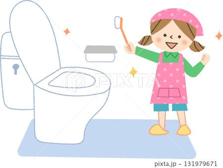 トイレ掃除をする女の子 131979671