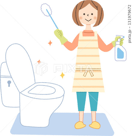トイレ掃除をする女性 131979672