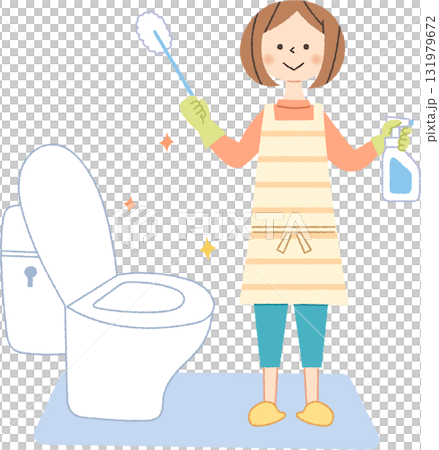 Women cleaning toilet 131979672