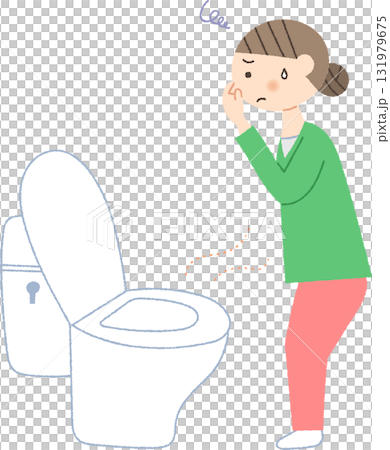 Women who are concerned about the smell of the toilet 131979675