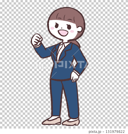 Illustration of a motivated woman in a suit Illustration of a motivated woman in a suit 131979822