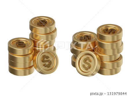 cartoon style stack of Dollar gold coin 3D graphic cartoon style stack of Dollar gold coin 3D graphic 131979844