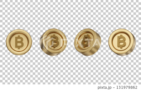 cartoon style Bitcoin gold coin 3D graphic 131979862