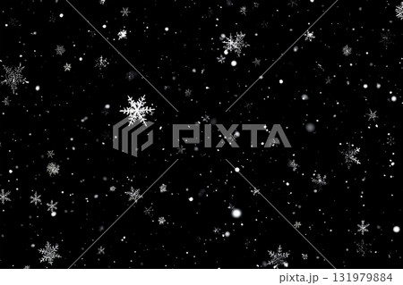 Falling snowflakes on black background 131979884