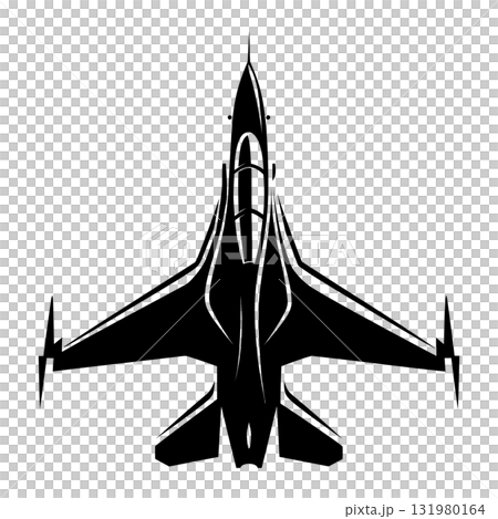 Vector Art Military Training Jet Black and White Detailed Design Bold Outline on Transparent Background 131980164