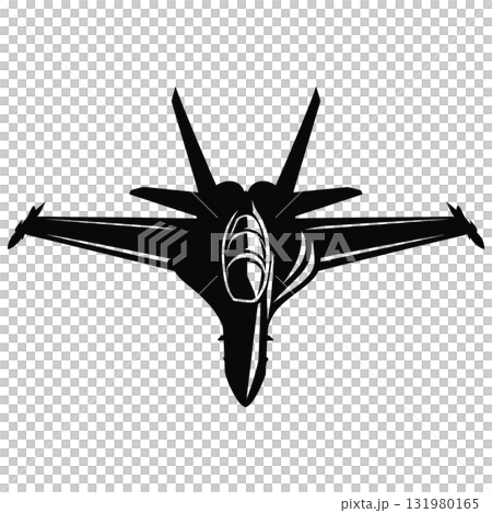 Vector Art Detailed Fighter Jet Side View Design in Black Outline on Transparent Background 131980165