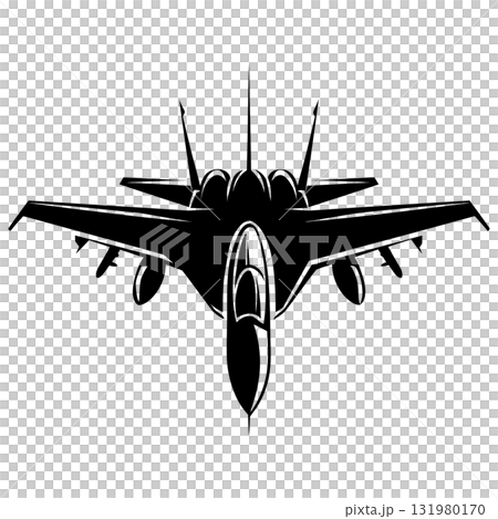 Vector Art Detailed Black and White Military Aircraft Reconnaissance Plane Design Epic Bold Shape Side View Transparent Background 131980170