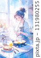 朝の光に包まれたキッチンと朝食の風景 131980255