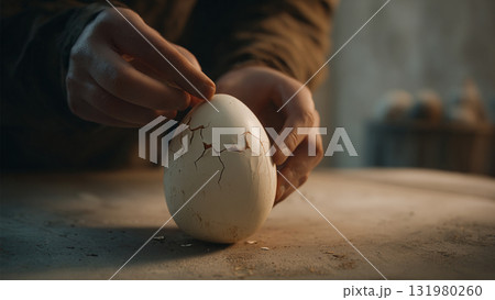 ヒビが入った卵 ヒビが入った卵 131980260