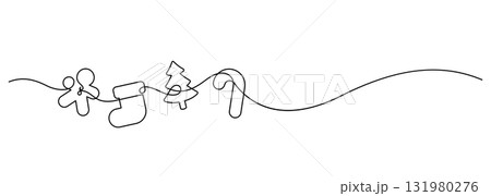 christmas ornament one line drawing continuous decoration graphic christmas ornament one line drawing continuous decoration graphic 131980276