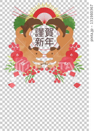 2026年新年賀卡,帶有Shimekazari風格插圖 2026年新年賀卡,帶有Shimekazari風格插圖 131980367