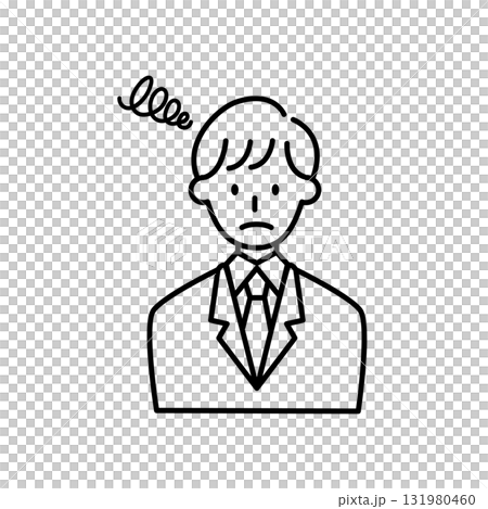 線画のスーツ男性 悩む 困った表情 ビジネス Businessman 線画のスーツ男性 悩む 困った表情 ビジネス Businessman 131980460