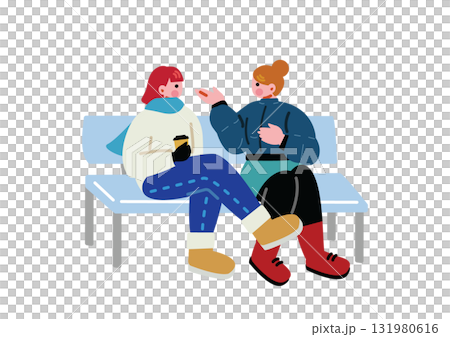 冬天在公園聊天的女孩們 冬天在公園聊天的女孩們 131980616