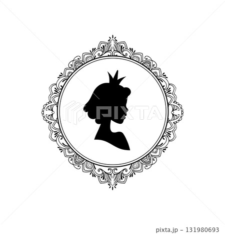 Face elegant princess silhouette on white background.  131980693