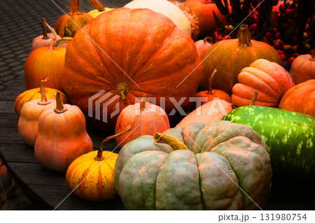カラフルなハロウィンカボチャ カラフルなハロウィンカボチャ 131980754