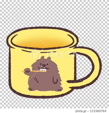 Illustration of a child's toothbrush cup 131980764