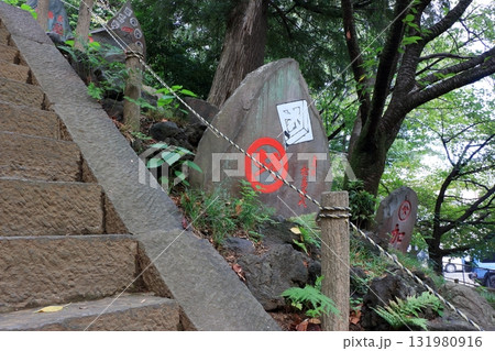 Komagome Fuji Jinja in Bunkyo-ku Tokyo Japan is a Shinto Shrine on a manmade hill called a Fujizaka using rocks from Mt. Fuji, founded around 1573 and dedicated to Japanese firefighters. Komagome Fuji Jinja in Bunkyo-ku Tokyo Japan is a Shinto Shrine on a manmade hill called a Fujizaka using rocks from Mt. Fuji, founded around 1573 and dedicated to Japanese firefighters. 131980916