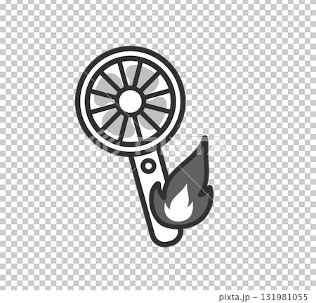 ハンディファン　発火事故のアイコンイラスト 131981055