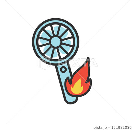 ハンディファン　発火事故のアイコンイラスト 131981056