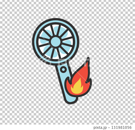ハンディファン　発火事故のアイコンイラスト 131981056