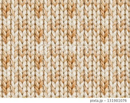 ベージュの毛糸のニット 131981076