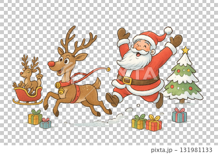 Santa chasing reindeer 131981133