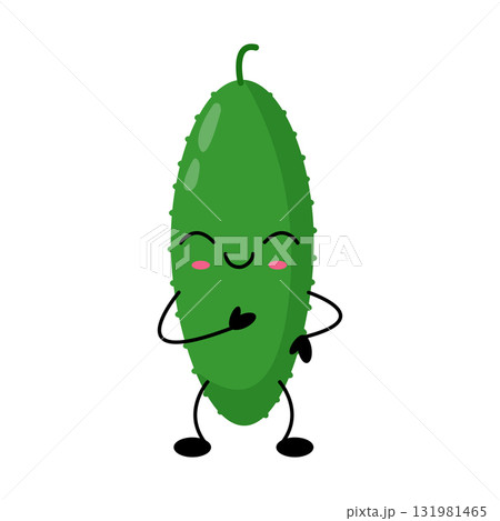 Smiling cucumber kawaii character illustration 131981465