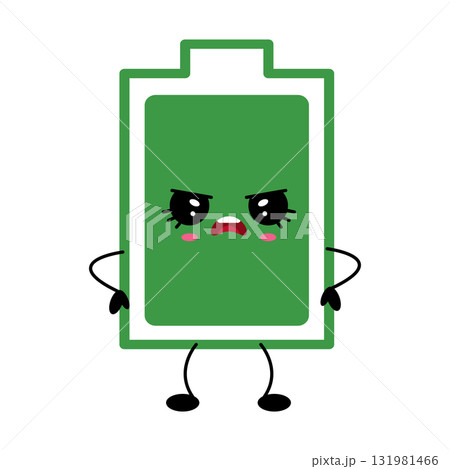 Angry full battery kawaii character illustration 131981466