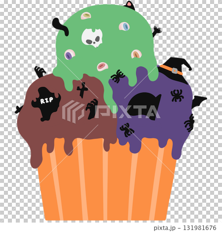 Spooky Halloween Monster Ice Cream Delight 131981676