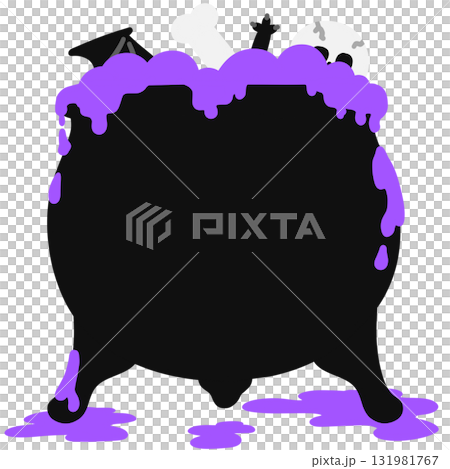 Witch Cauldron With Purple Halloween Potion 131981767