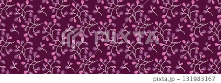 beautiful and modern floral pattern with delicate purple leaves and branches on a dark background. Perfect for textiles, wallpapers, home decor, and stylish design project. Vector flat illustration. beautiful and modern floral pattern with delicate purple leaves and branches on a dark background. Perfect for textiles, wallpapers, home decor, and stylish design project. Vector flat illustration. 131983167