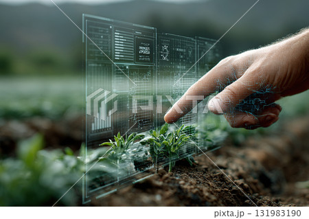 A vision for the future of agriculture. Smart farming, using modern technologies in challenging natural conditions to achieve abundant harvests. A vision for the future of agriculture. Smart farming, using modern technologies in challenging natural conditions to achieve abundant harvests. 131983190