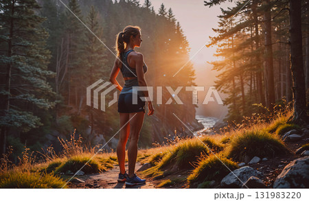 Two men standing in front of a row of cars, one of them holding a suitcase. The scene is set in a parking lot with a large number of cars, and the men seem to be discussing something 131983220