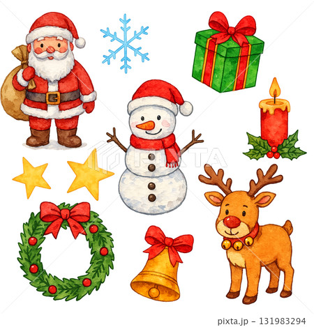 クリスマス　アイテム　切り抜き　水彩イラスト 131983294