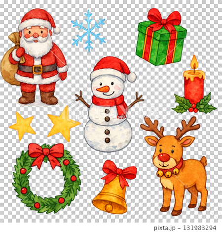 クリスマス　アイテム　切り抜き　水彩イラスト 131983294