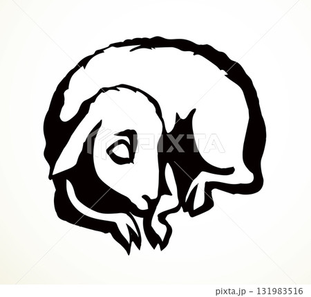 Vector drawing. Small sheep lay to sleap 131983516