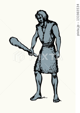 Vector drawing. Ancient man with a club Vector drawing. Ancient man with a club 131983534