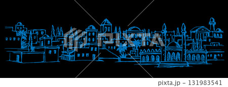 Vector drawing. Old arabic city Vector drawing. Old arabic city 131983541
