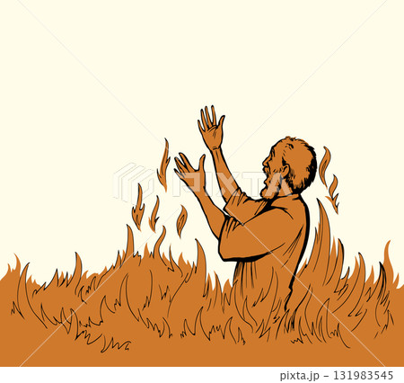 Vector drawing. Man in the hell 131983545