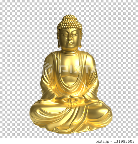 The Gold Buddha statue png image for religion concept 3d Rendering. 131983605