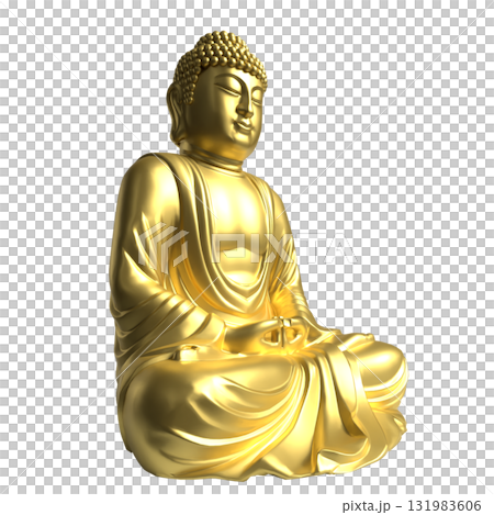 The Gold Buddha statue png image for religion concept 3d Rendering. 131983606